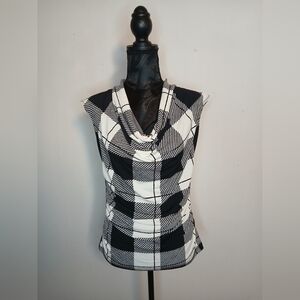 Worthington Black and White Plaid Blouse